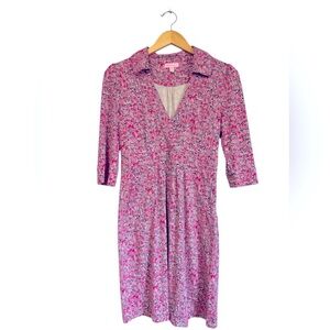 Lilly‎ Pulitzer Burke La La La Lilly Silk Knit Dress Women’s Size 6 Pink Navy